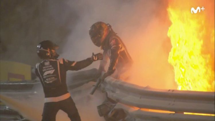 Impresionante accidente del francés Grosjean en el Gran Premio de Bahrein
