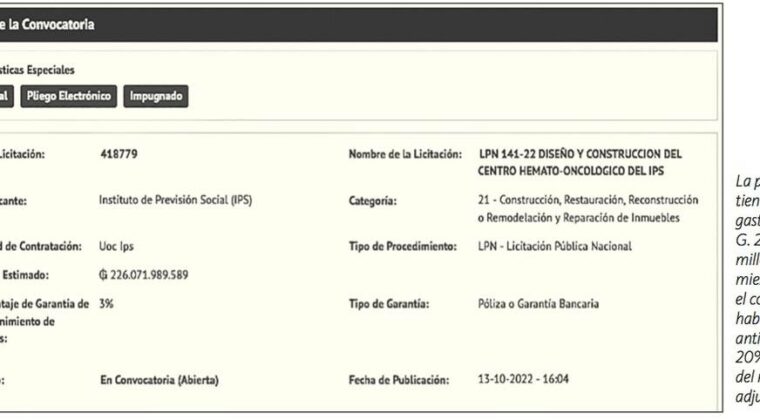 IPS admite que pagará anticipo de G. 11.300 millones por futuro hospital