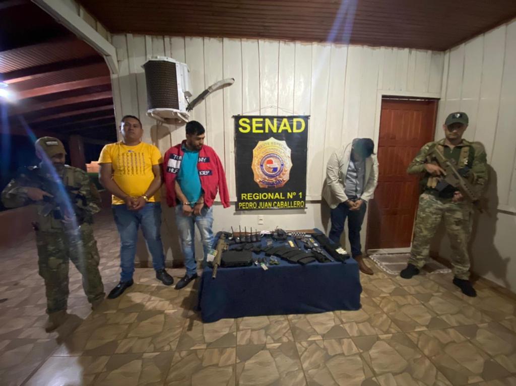 Senad capturó a grupo de sicarios con potentes armas de fuego en Cerro Corá