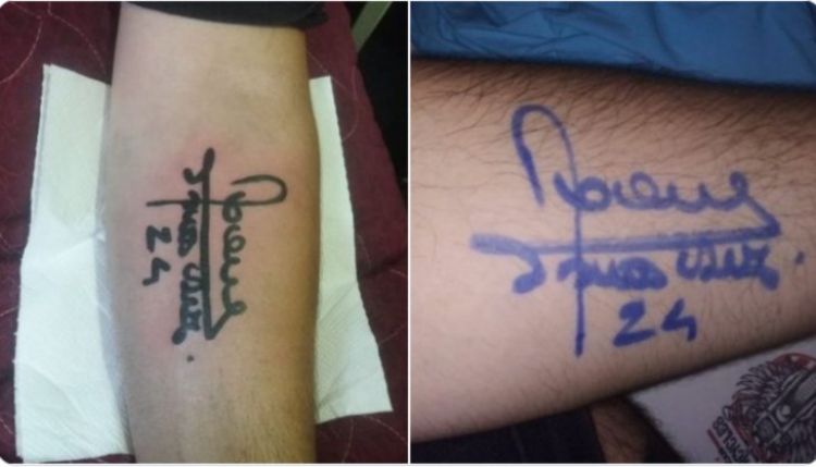 Hincha se tatuó la firma de Roque Santa Cruz