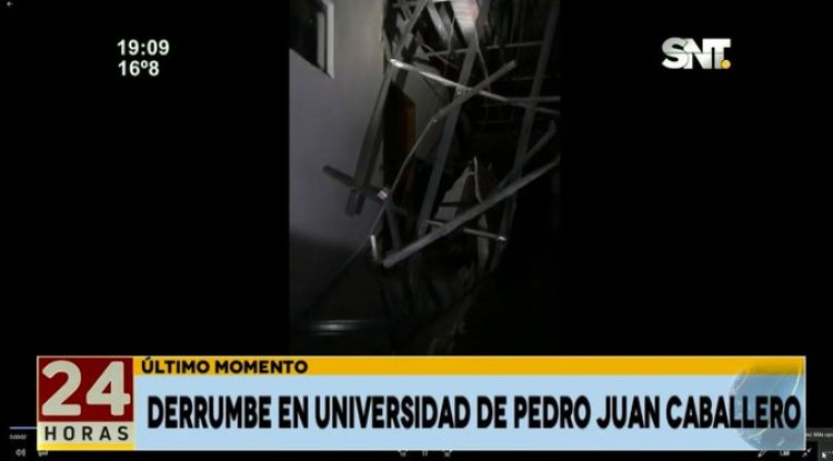 Cae parte del techo de una universidad en Pedro Juan Caballero