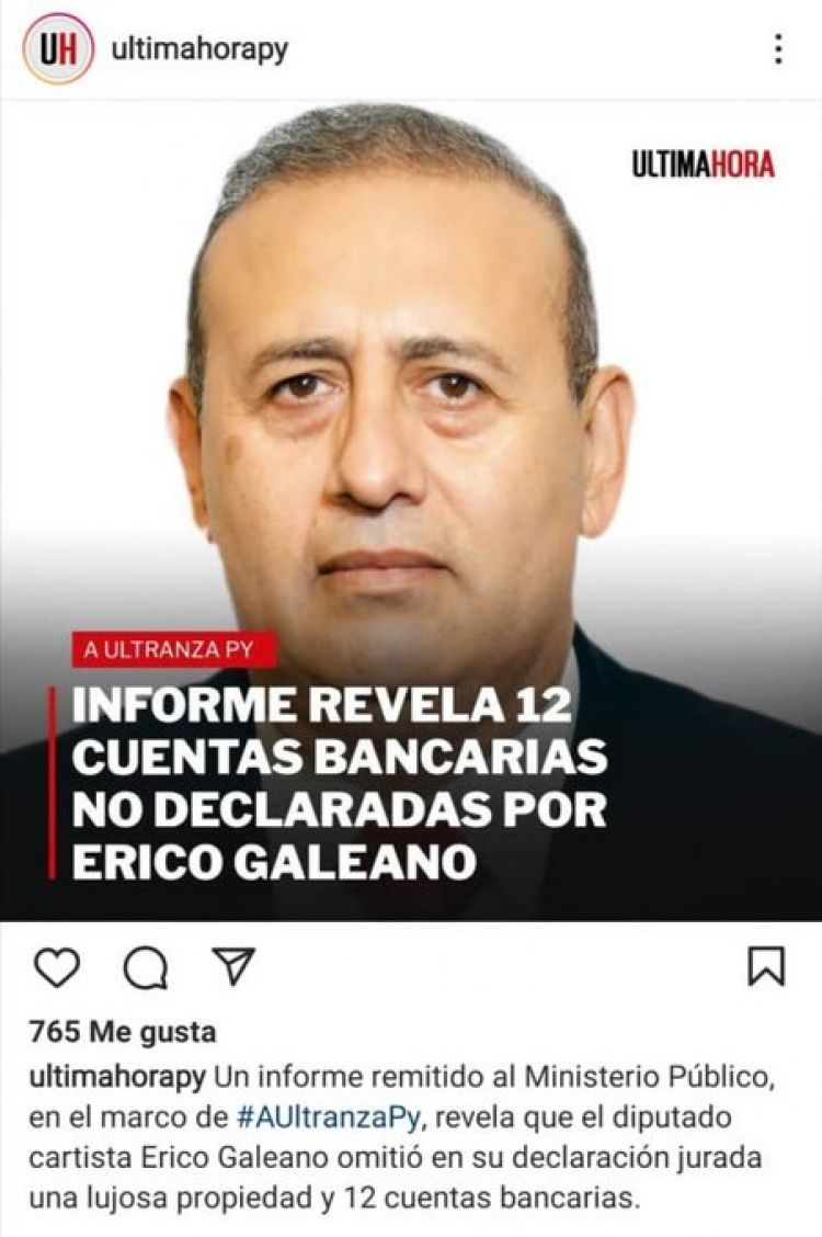 Seprelad revela dudosa transferencia del diputado Erico Galeano a Cartes