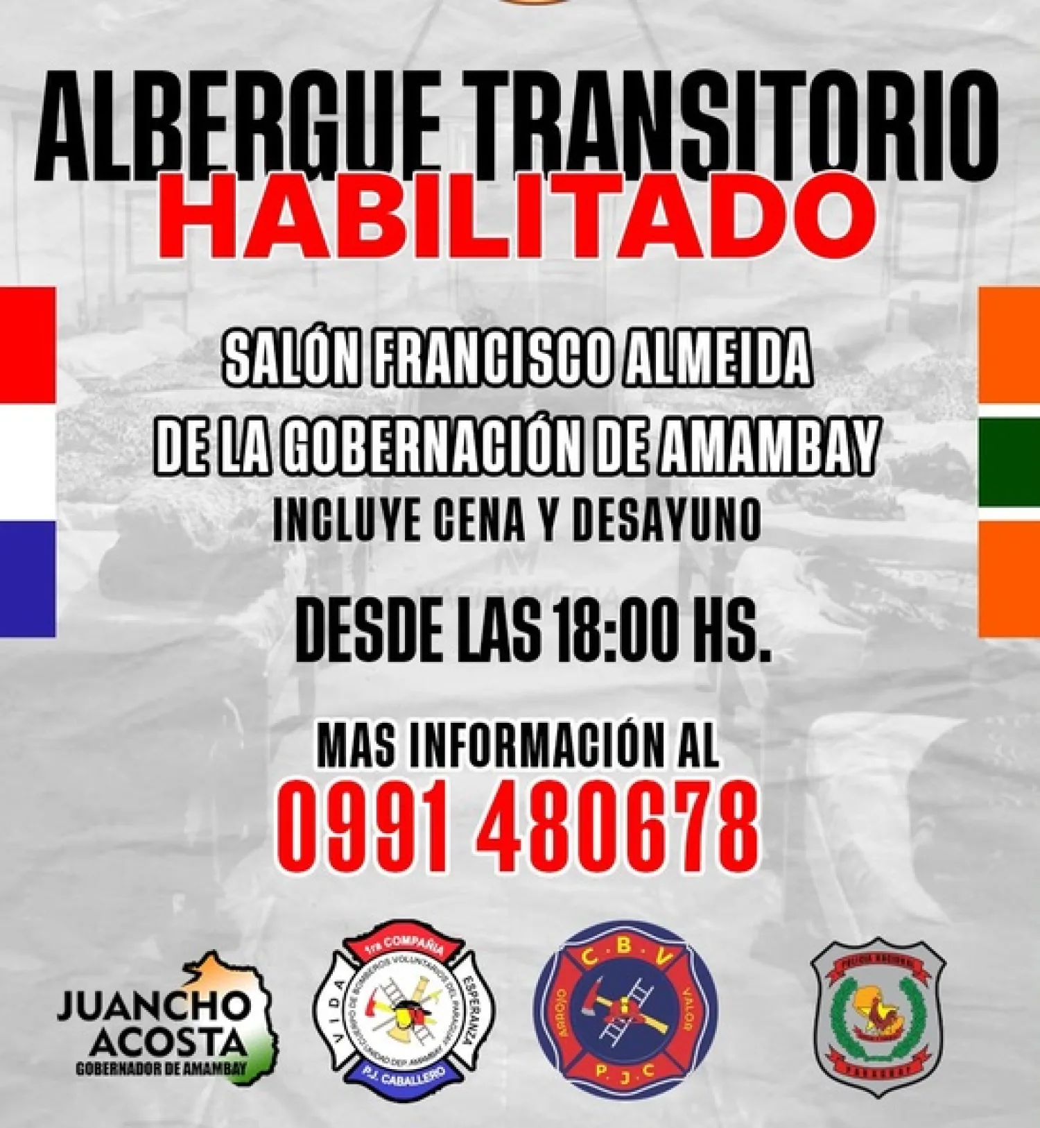 Gobernación de Amambay habilita albergue transitorio ante pronóstico de frío extremo