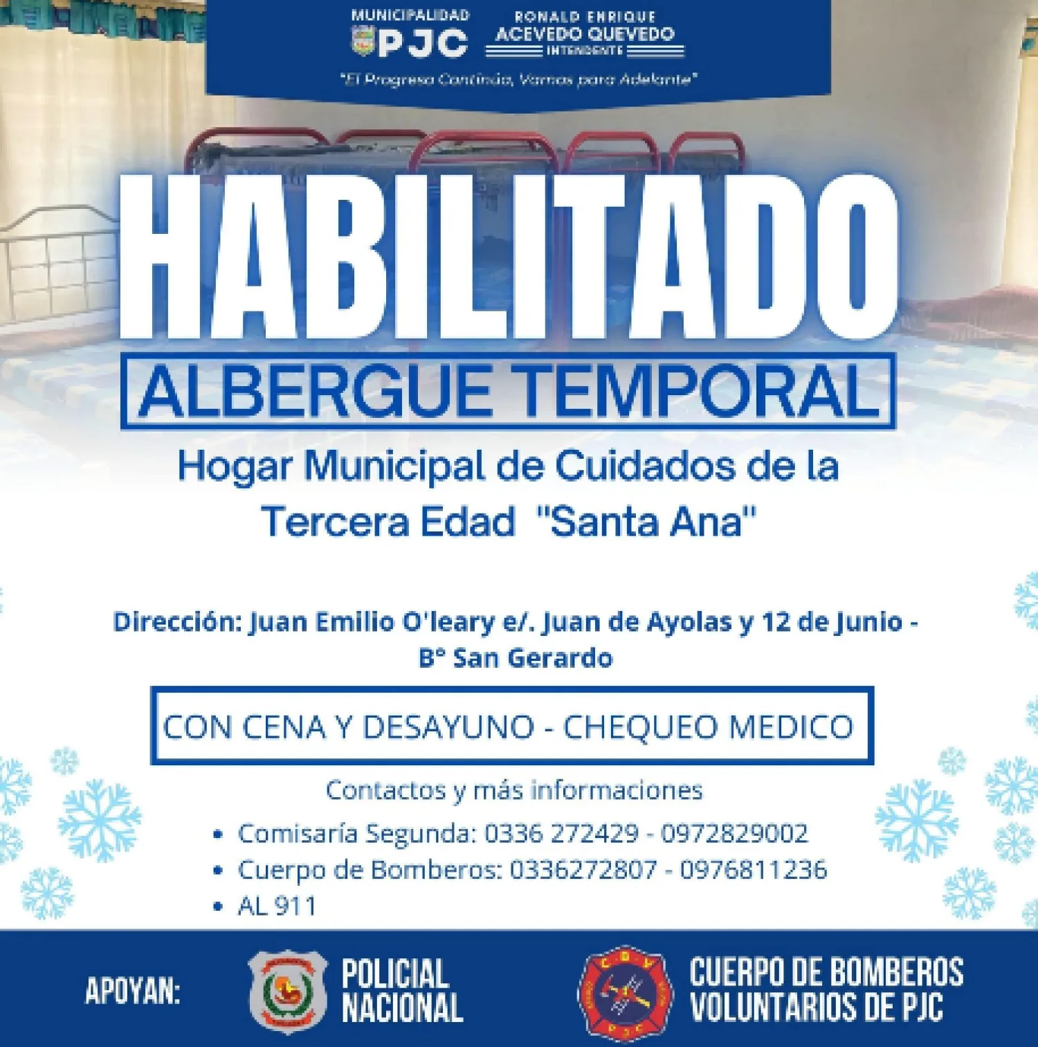 Habilitan albergue municipal ante ola de frío: anuncian asistencia médica y alimentación para personas vulnerables