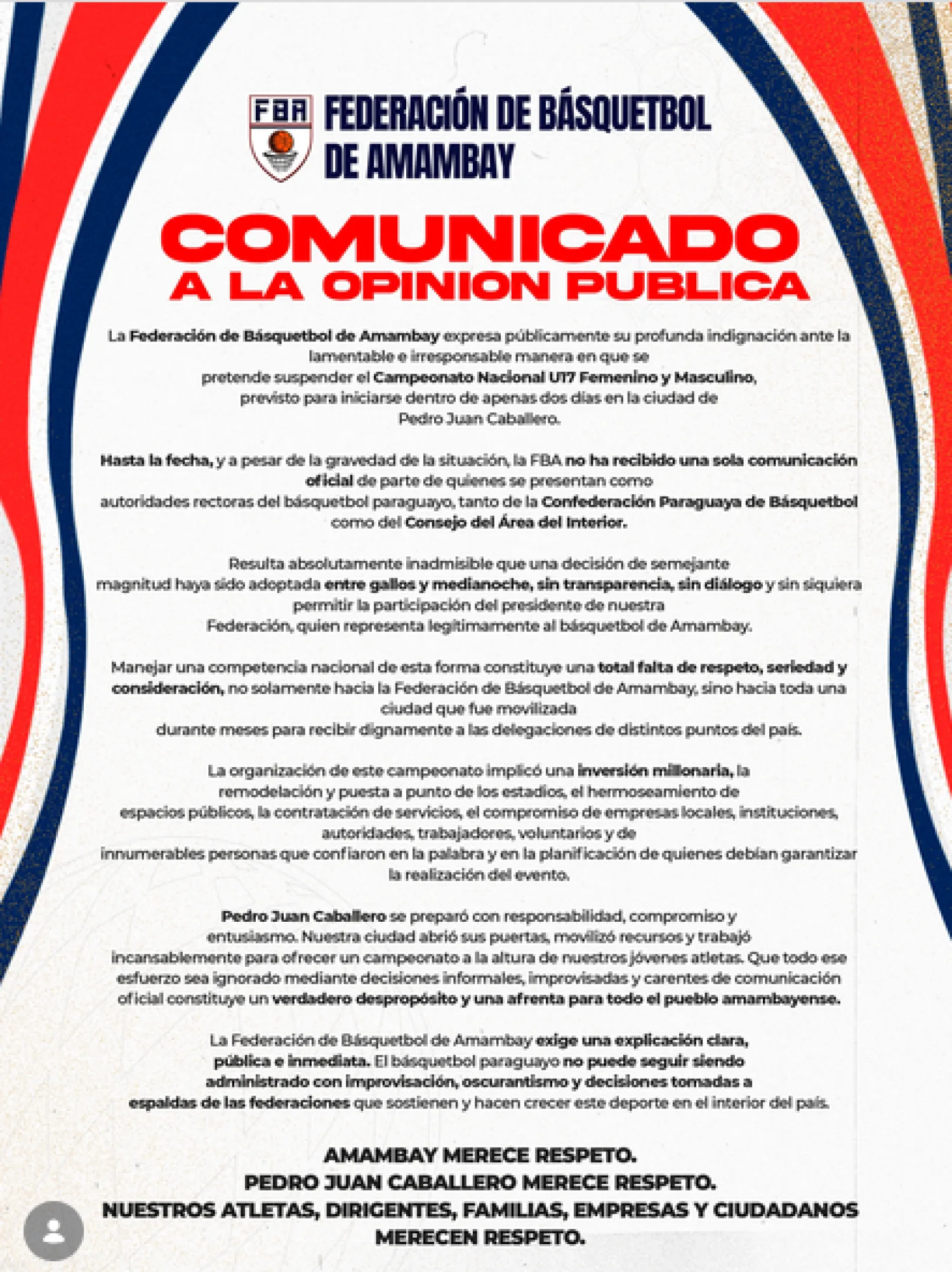 Indignación total: CPB suspende el Campeonato Nacional U17 en Pedro Juan Caballero a 2 días del inicio