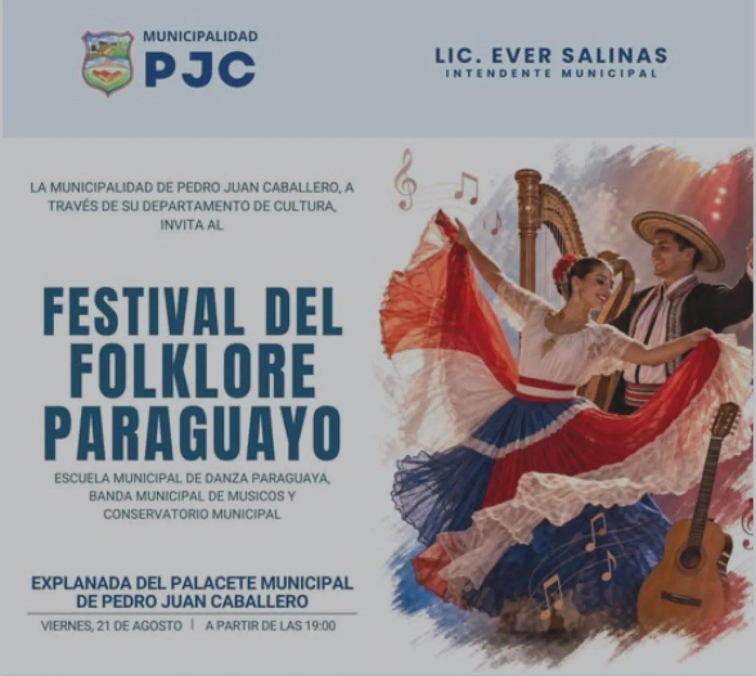 Pedro Juan Caballero se prepara para vivir una gran noche de arte y tradición en el Festival del Folklore Paraguayo
