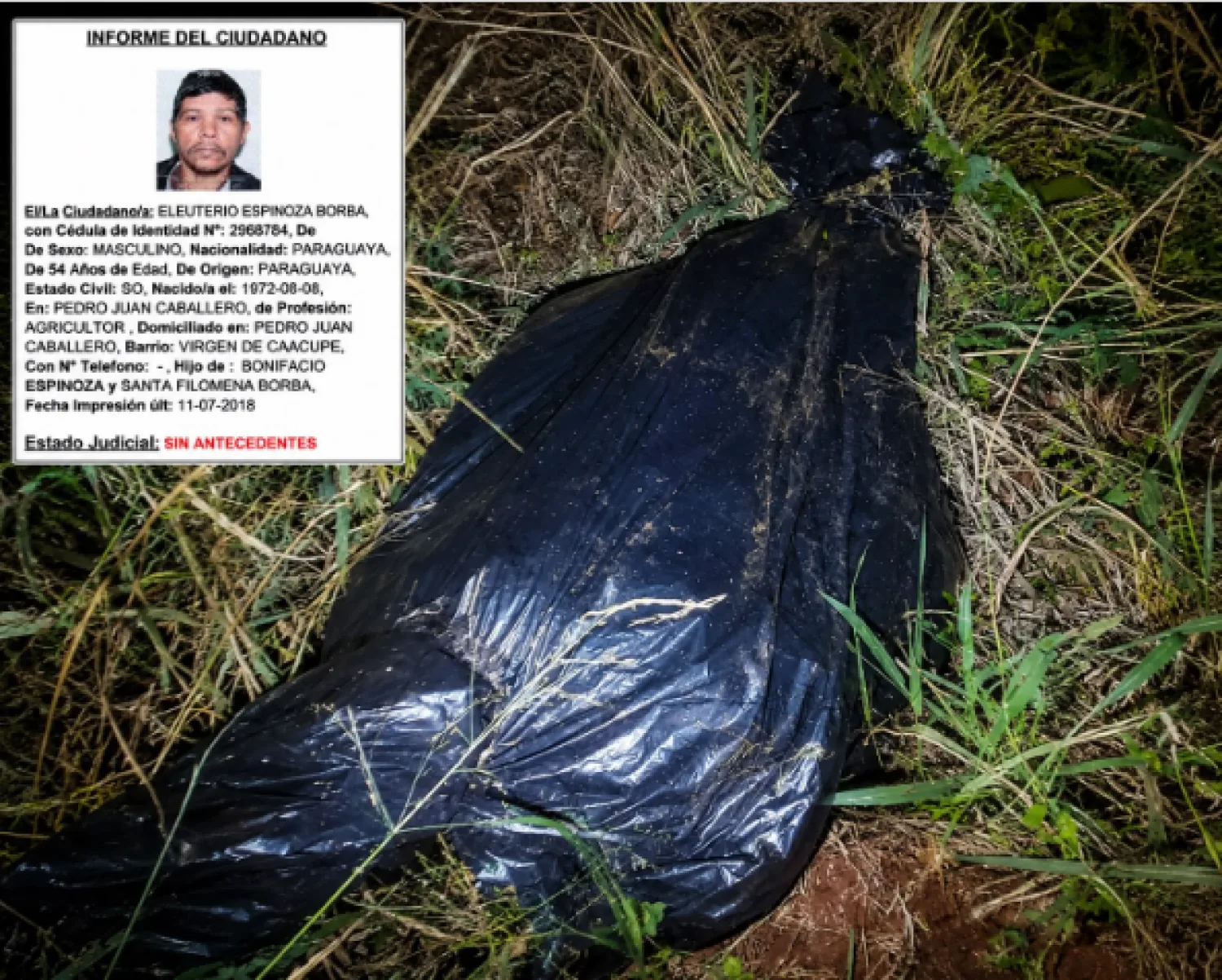 Macabro hallazgo: Encuentran un cadáver envuelto en carpa negra en una zona boscosa de Zanja Pytã