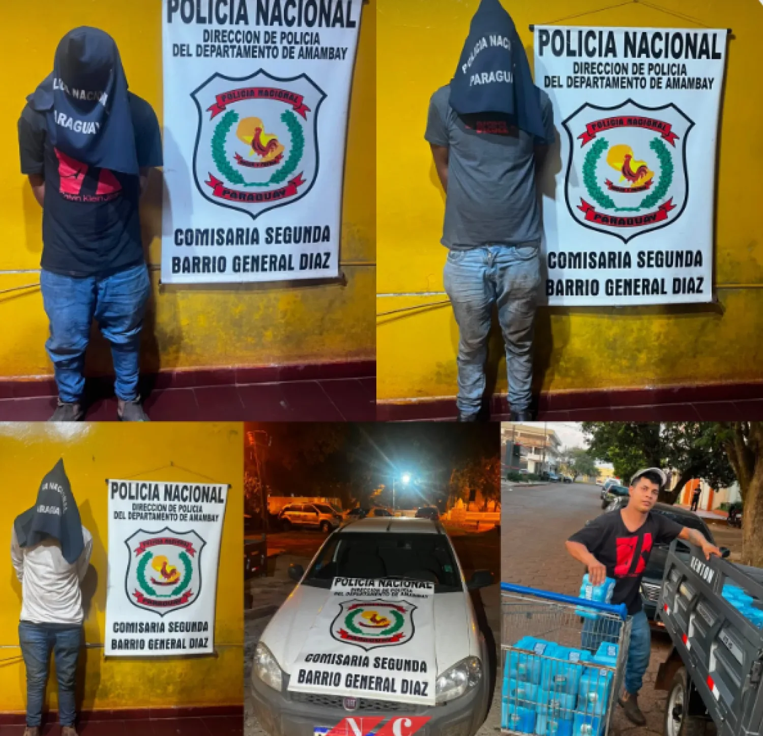 Cae empleado infiel y dos cómplices: Sorprendidos in fraganti cargando packs de cerveza en pleno barrio Gral. Díaz