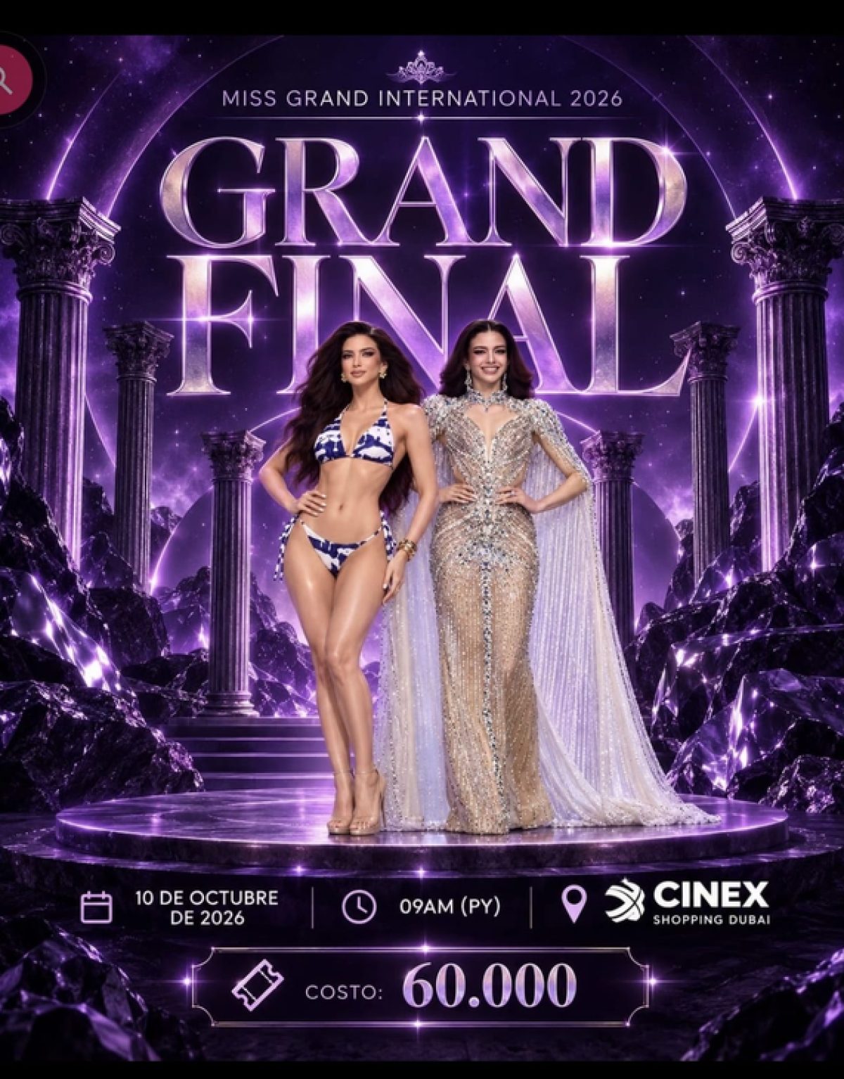 Gran Gala Final del Miss Grand Internacional, en vivo por pantalla gigante de CINEX,  Shopping Dubai