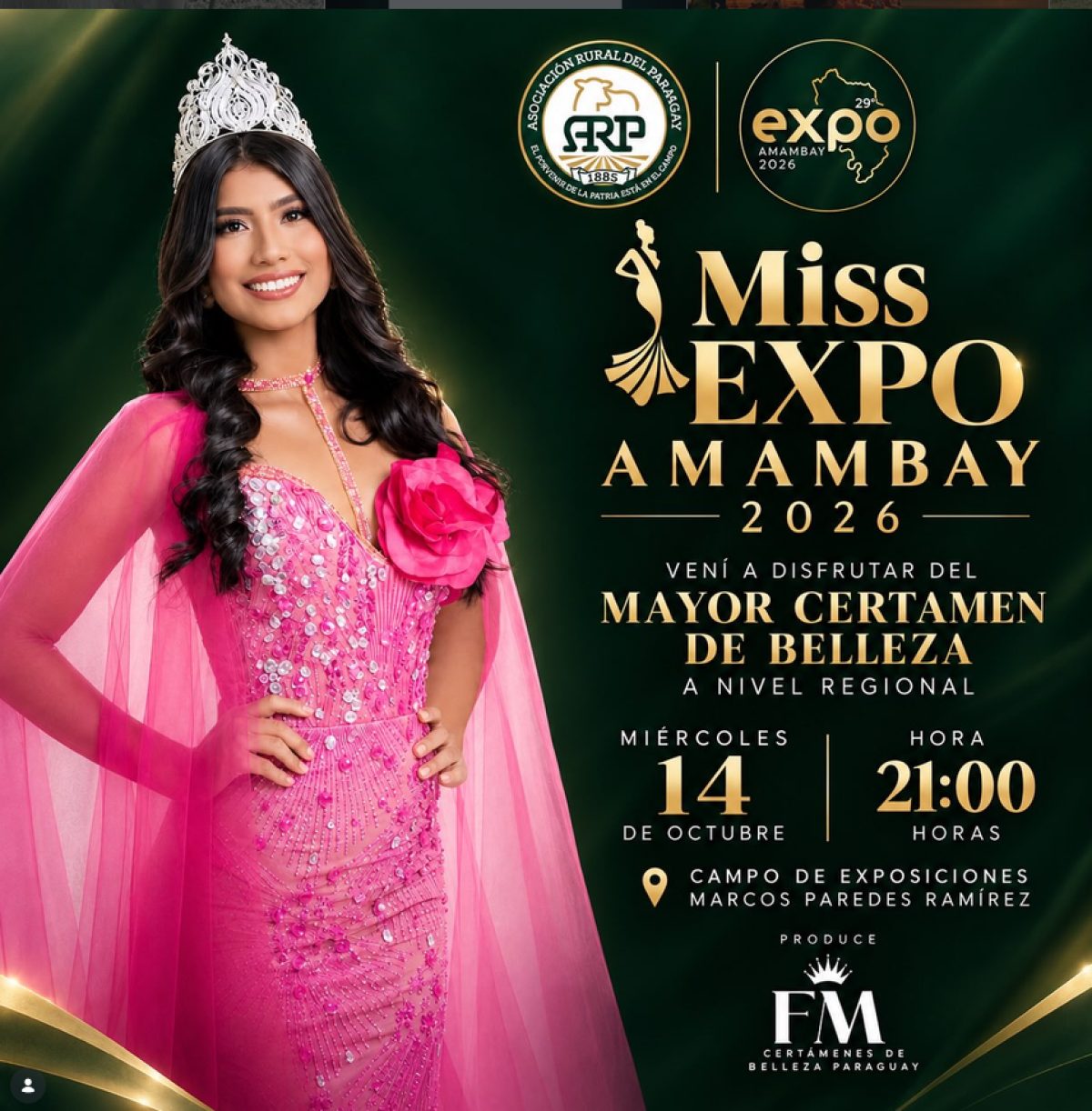 El glamour y la elegancia se apoderan de la Expo Amambay con la gala de "Miss Expo 2026"