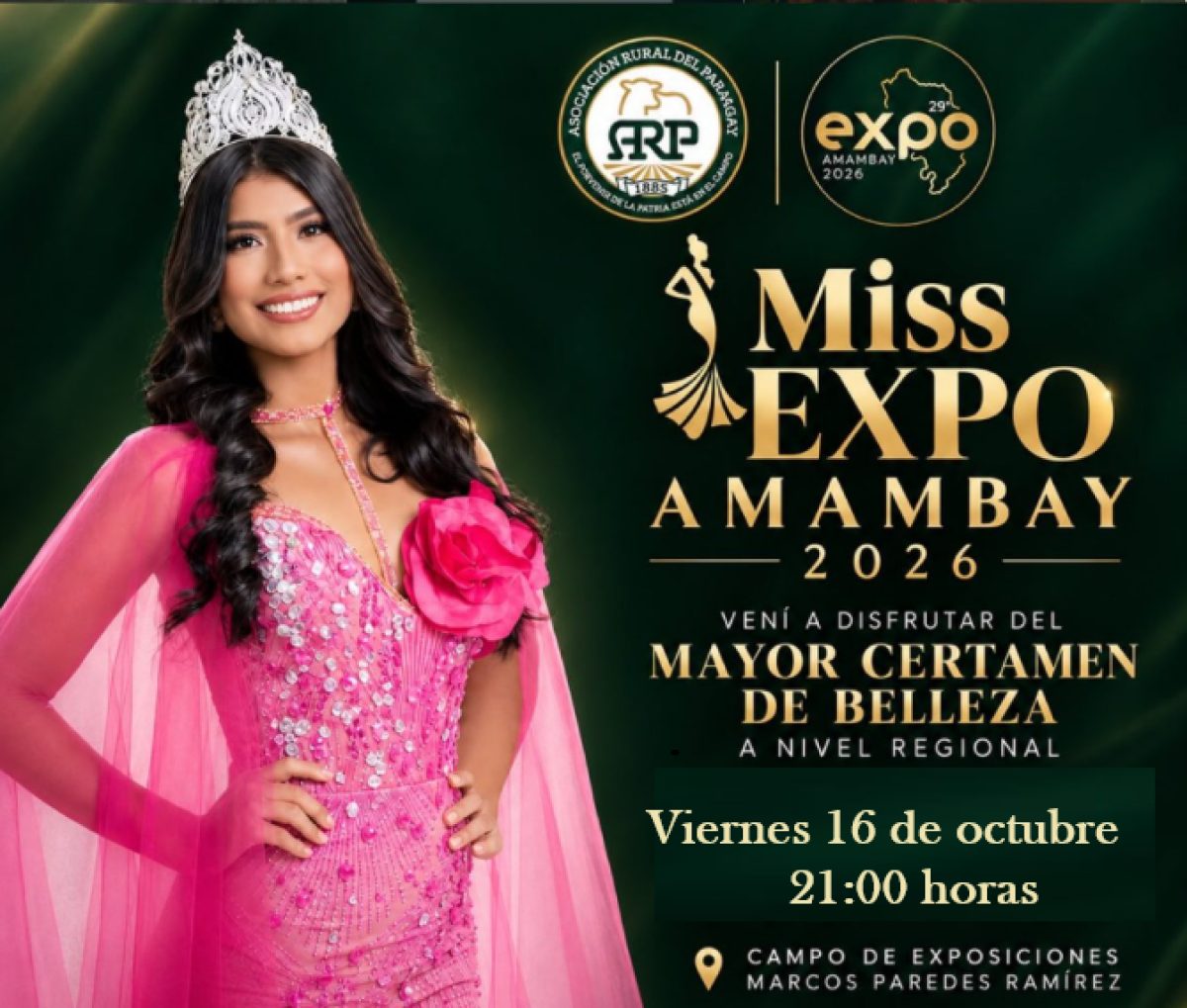 Postergan la elección de Miss Expo Amambay 2026 para el viernes 16