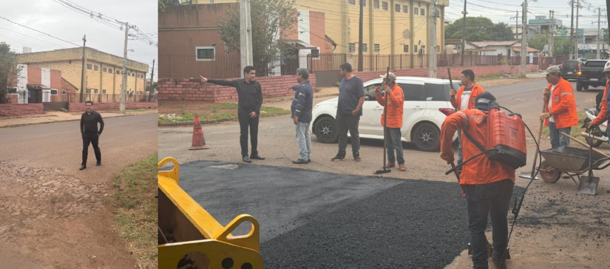 La Municipalidad repara concurrida esquina del barrio Bernardino Caballero